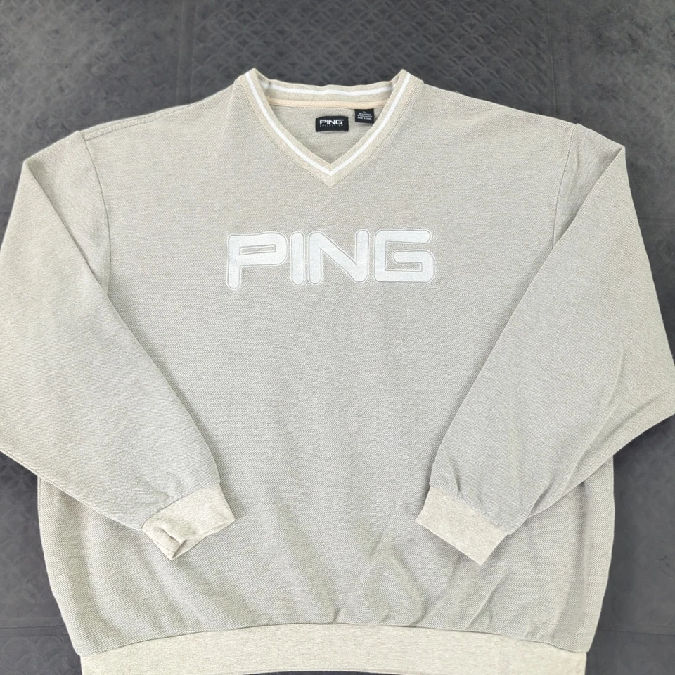 PING Sudadera de Golf Cuello en V Pullover Peso Pesado Bordado Manga Larga Hombres XL Foto 2 de 4