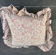 Vintage RALPH LAUREN TERRACOTTA PAISLEY SQUARE RUFFLED THROW PILLOW Rare Ralph
