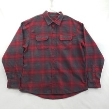 Orvis Shirt Mens XL Red Plaid Flannel Long Sleeve Button Front Heavy Outdoor