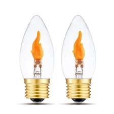 Sunaiony LED Flame Effect Light Bulbs E26 Standard Base Fire Flickering 2-Pack