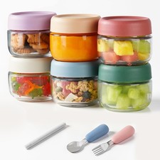 Glass Baby Food Storage Containers, Baby Food Jars, 6 Pack Small Glass Contai...