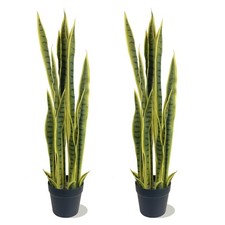 Lifelike Yellow Artificial Snake Plant Fake Sansevieria for Indoor Home Office