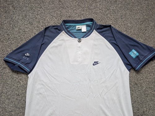 Maglia Nike Vintage Uomo Extra Large Bianca Agassi Challenge Court Tennis 90 Zip - Foto 3 di 17