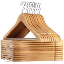 Wooden Hangers 20 Pack, Wood Suit 17.5 inches x 8.8 inches, Natural
