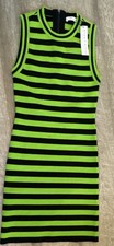 Alice + Olivia,MSRP: $395 NWT, LANDI Parrot/Black Striped Bodycon Mini Dress, XS