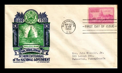 US COVER NATIONAL CAPITAL LEGISLATIVE BRANCH FDC SCOTT 992 STAEHLE CACHET CRAFT