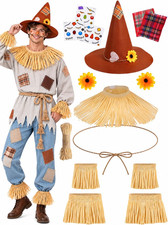 Women  S Scarecrow Costume Set, Cute Halloween Outfit with Hat