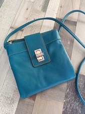 Teal/ Turquoise Leather Tignanello Crossbody Bag Handbag Excellent Condition