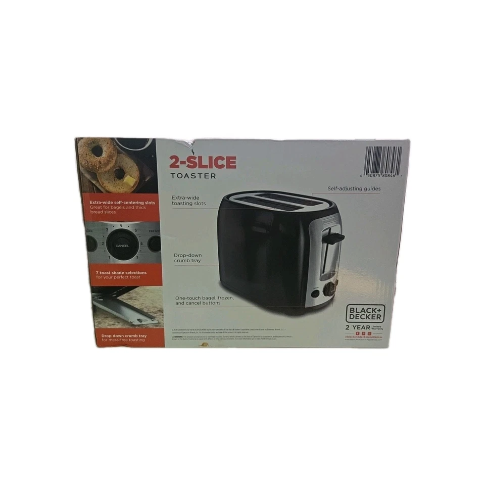 BLACK+DECKER 2-Slice Extra Wide Slot Toaster, Black/Silver, TR1278B NEW IN BOX - Image 3 of 4