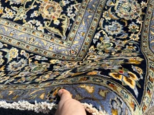 BLUE VINTAGE RUG 10x14 hand-knotted antique ORIENTAL handmade navy gold 10x15 ft