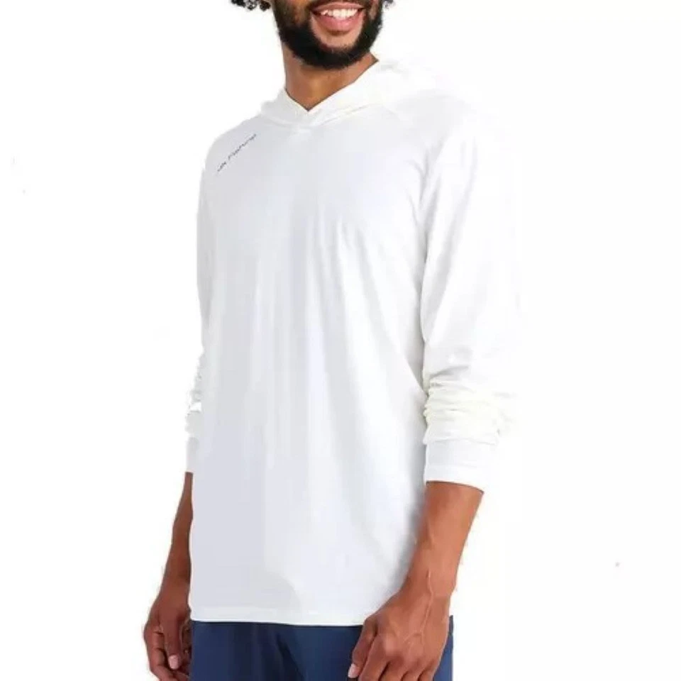 Huk Breakwater Hoodie Men's Tech Shirt, White, Medium
