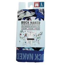 Duluth Trading Buck Naked Blue Boxer Brief Men's Size Large Sharks