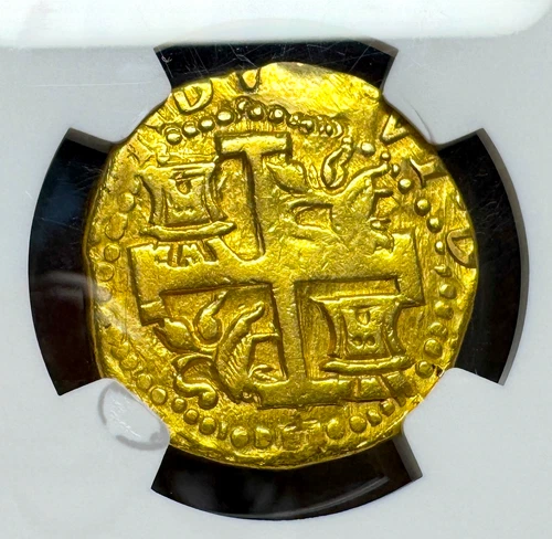 PERU 8 ESCUDOS 1747 "DOUBLE DATE" NGC AU PIRATE GOLD COINS DOUBLOON TREASURE
