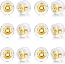 18K Gold Locking Secure Earring Backs for Studs, Silicone Earring Backs Replacem