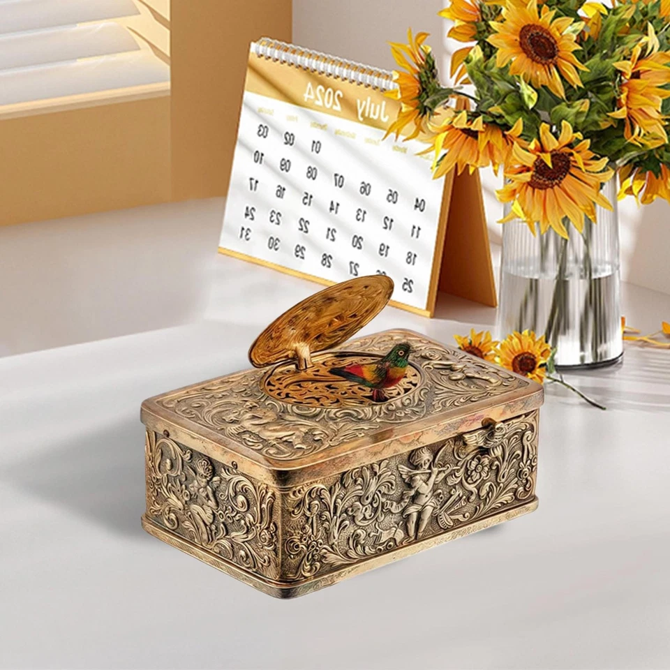 Adornos de pájaro cantor autómata en relieve 3D estilo arte europeo vintage Foto 2 de 4