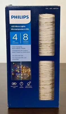 Philips LED Micro Lights Color Changing Warm White / Multi, 4 Sets, 8 Functions