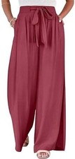 Women's Lightweight Breathable Casual Wide Leg Loose Pants with Elastic Waistban