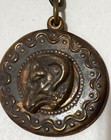 Watch fob: Cattle-ranching theme, ANTIQUE, brass, unusual (Lot #269) — photo 4