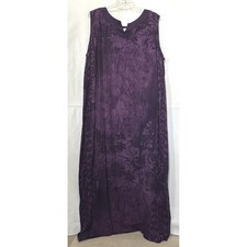 Maggie McNaughton 90s Fairy Whimsigoth Purple Floral Rayon Maxi Shift Dress 2X