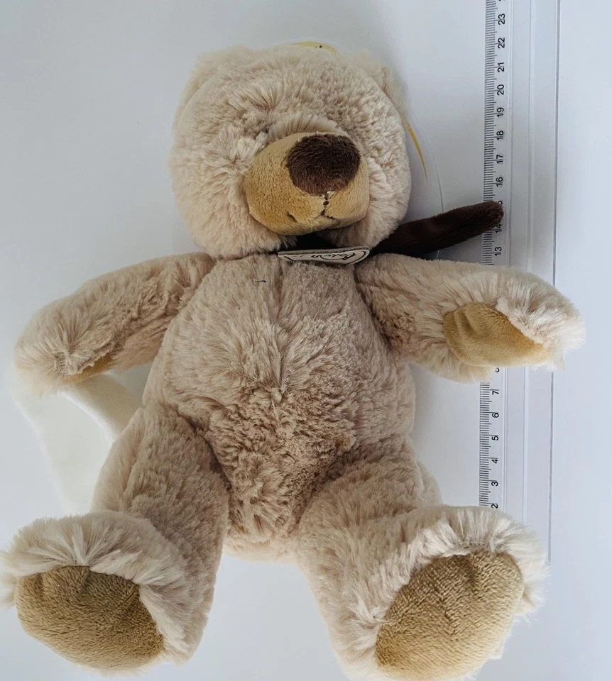 6280🌟21cm Doudou Peluche Mouchoir Blanc Ours Babynat Baby Nat Beige Marron - Photo 3/3