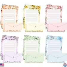 90 Pcs Floral Stationery Set - 60 Lined Writing Sheets 30 Envelopes, 8.5x11