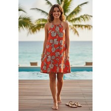 Alice & Olivia Quinn Halter Mini Dress Floral Braided LARGE Vacation Resort