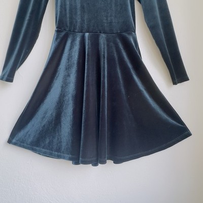 American Apparel Velvet Skater Dress Emerald Green Backless Long Sleeve Y2K  Sz M | eBay