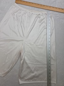 Vintage 70s 80s White Pettipants Split Leg Culotte Slip White Blush Nylon Size L