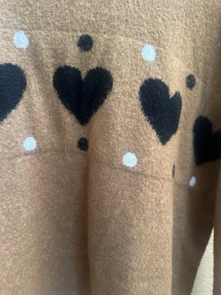 Suéter suave para mujer ANN TAYLOR Factory cobre con corazones y puntos negros talla XL Foto 3 de 4