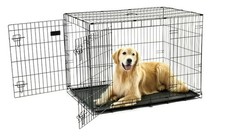 Double Door Folding Metal Wire Dog or Pet Crate Kennel Dog Cage with Tray 36  