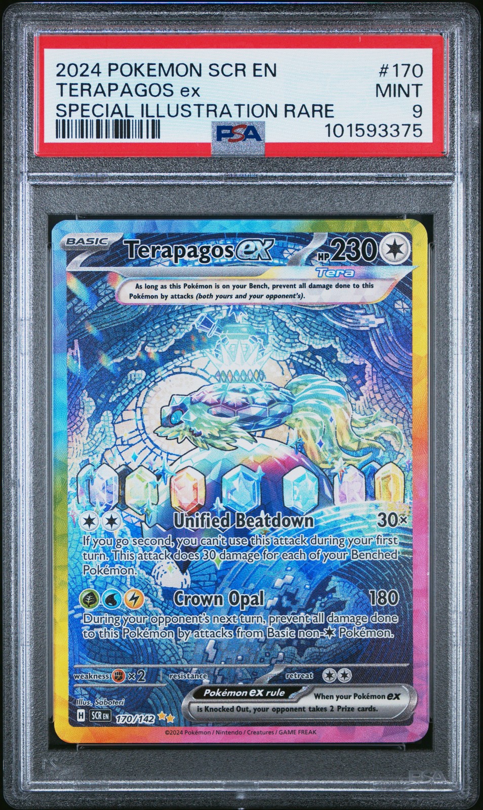 2024 POKEMON SCR EN-STELLAR CROWN SPECIAL ILLUSTRATION RARE TERAPAGOS EX PSA 9