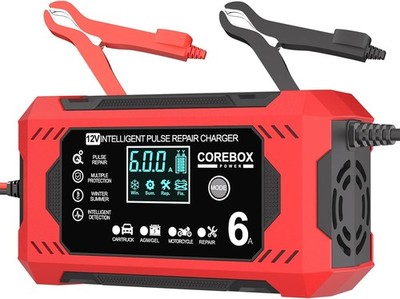 6A 12V Autobatterieladegerät, Intelligente Impulsreparatur/-wartung, Erhaltungsladung