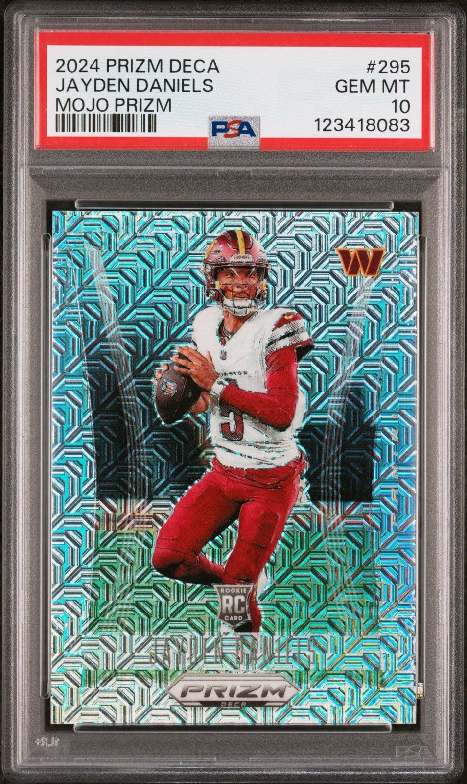 2024 Prizm Deca Mojo JAYDEN DANIELS #295 - PSA 10 GEM MINT - Rookie SSP 25/30
