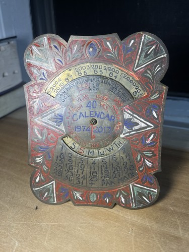Vintage Brass 40 Year Perpetual Calendar 1974 to 2013  Rare FREE SHIPPING