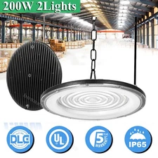 2X 200W UFO LED High Bay Light Shop Lights Fixture Warehouse Gym Industrial Lamp