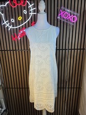 Marc by Marc Jacobs White Eyelet Cotton Slip Dress M Sleeveless Round Zip
