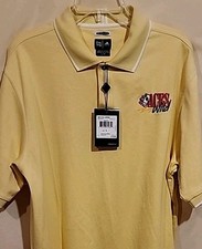 NWT Aces Wild Adidas Golf Men Polo Climalite Shirt Large Yellow Las Vegas Casino