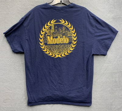 Modelo Cerveza Mens T-Shirt Navy Blue Logo Mexico Beer Party Lounging Sports XL
