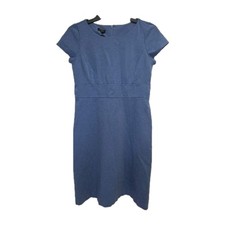 Talbots Petites Dress Womens Size 4P Blue Rayon Nylon Spandex Rear Zip VGUC