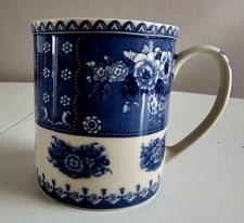 Past Times Blue White Floral Patchwork Mug Finest Porcelain Vintage Tea Cup Gift