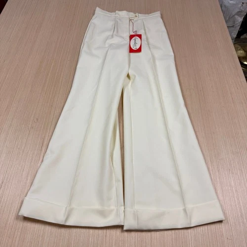 Vintage 70s Bell Bottom Wide Flare Leg Pants Polyester Knit Disco size 14 30x30
