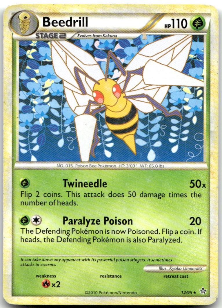Beedrill 12/95 Rare HGSS Unleashed Pokemon Damaged