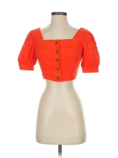 Love, Whit by Whitney Port Women Orange 3/4 Sleeve Blouse XS
