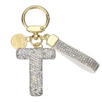 Initial Letter SchlüSselanhäNger Funkelnder Strass T AnhäNger Weiß