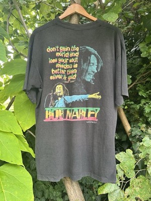 VTG 90s BOB MARLEY Balzout THRASHED Distressed FADED Single Stitch T Shirt XL