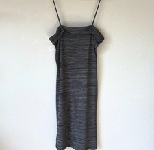 Vintage Y2K Grey Sleeveless Slinky Midi Sleeveless Dress Side Slits
