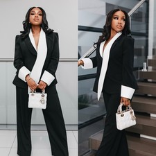 Women Blazer Structured Shoulder For Office Work Client Visits Business Social