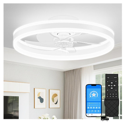 Ceiling Fan with Light 6 Speeds Dimmable White 495 cm