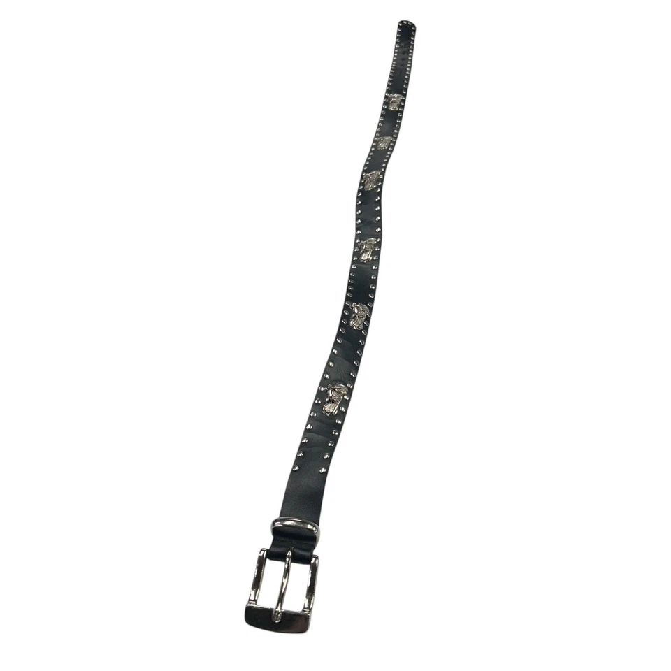 Cinturón de moto de cuero negro tachonado detalle plateado talla M 33-35 Foto 4 de 4