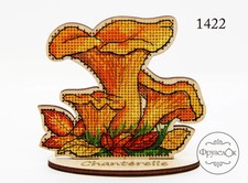 DIY Cross Stitch Kit Chanterelles on Wood Cross Stitch Craft Set